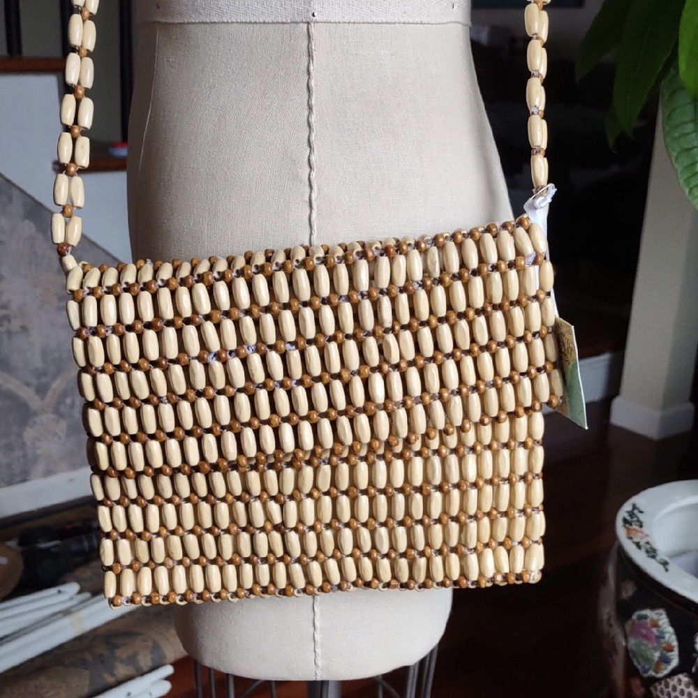 Sigrid Olsen Tan Beaded Crossbody Bag